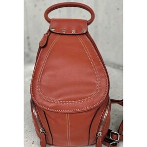Nine West Womens Backpack Purse Brown Faux Leather Mini Zip Convertible